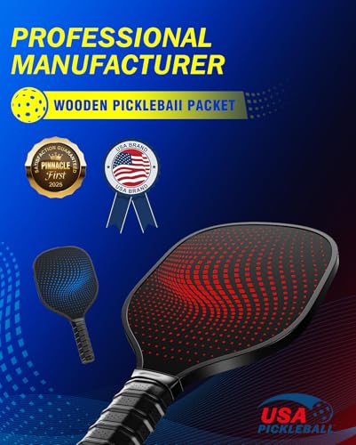 8-Pack Pickleball Paddles Set - Wooden Rackets with Fiberglass Surface & Polypropylene Honeycomb Core, Includes 2 Portable Carry Bags for Indoor/Outdoor Play