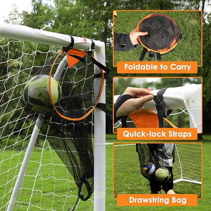 ORIENGEAR Soccer Goal, 12x6/10x6.5/8x6/6x4 Full Size Soccer Goals for Backyard, Soccer Net with Training Discs, Portable Soccer Goal for Kids and Adults with 1 Carry Bag, Porterias De Futbol - size: 10'x6.5' with target