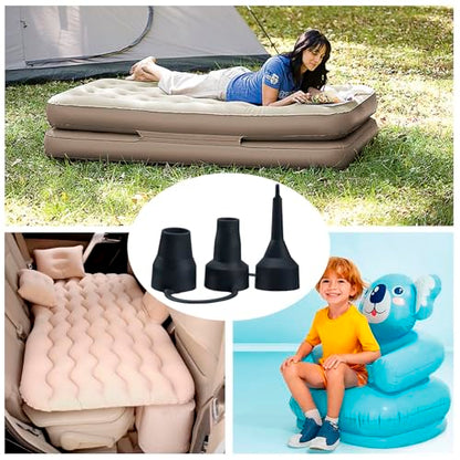 3 Set Air Pump Nozzles for Inflatables, Plastic Replacement Nozzles, 3 Size Air Pump Adapter for inflatables, Air Bed, Air Mattress, Black
