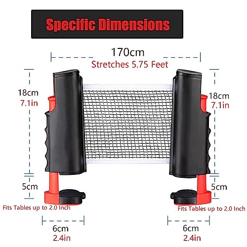 Retractable Table Tennis Net Replacement, Ping Pong Net and Post for Ball Shooters Multi-Ball Training or Serve Practice, Stretches 5.75 Ft - color: Light Coffee
