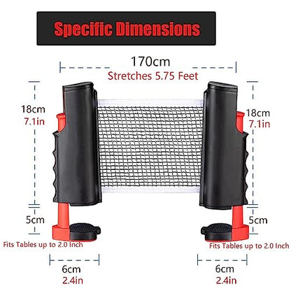 Retractable Table Tennis Net Replacement, Ping Pong Net and Post for Ball Shooters Multi-Ball Training or Serve Practice, Stretches 5.75 Ft - color: Light Coffee