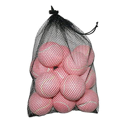URBEST Tennis Ball 12 Packs Training Tennis Balls Practice Balls for Novice Player, Pet Dog Playing Balls with Mesh Carry Bag - color: Light Pink