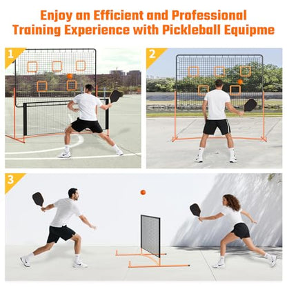 GCCSJ Pickleball Rebound Net, Pickleball Rebounder Training Equipment, for Single Player Practice Hitting, Doubles, Suitable for Garage, Backyard, Park, Indoor and Outdoor (Orange)