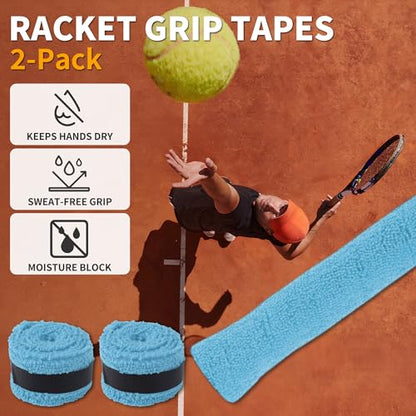 2 Pcs Tennis Racket Grip Tape, Towel Tennis Overgrip Tape, Anti-Slip Absorbent Grip, Racket Overgrip Tape,9 Colors - color: Sky Blue