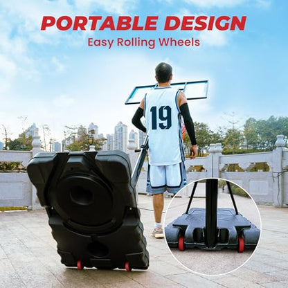 IGL Portable Basketball Hoop, 5.6-10FT Adjustable Basketball Goal System, 40/44 Inch Outdoor Basketball Hoop & Goals for Kids, Youth, and Adults in The Backyard, Driveway with PC Backboard - color: Black