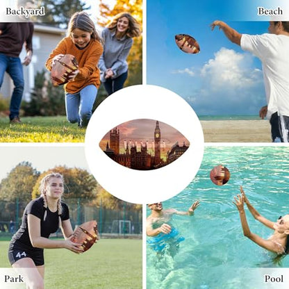 American Football, Official Size 11.9 x 7.3 Inch, Premium Composite Leather High-Grip Ball with Pro-Style Lacing, Unique Prints for Training, Games & Gifts - color: London by Night