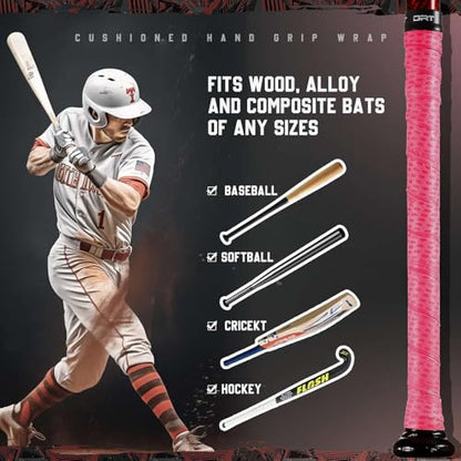 insum Baseball Bat Grip Tapes Softball Bat Wrap Grip Tape 1.1mm - color: Pink