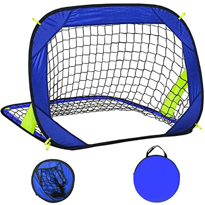 EVERRUSH Pop Up Soccer Goals Nets for Backyard Beach Soccer Training Net Mini Portable Foldable Lightweight Indoor + Outdoor Football Goal with Carry Bag - style: Blue