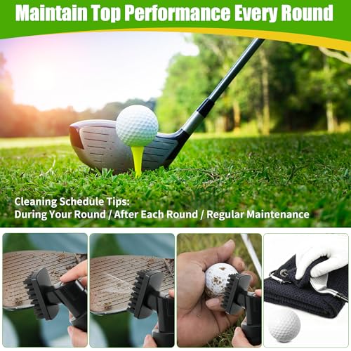 Golf Clubs Cleaning Kits, Golf Brush and Towel, Club Cleaner Accessories with Retractable Squeeze 5 oz Water Bottle, Groove Scrubber Cleaner for Golf Cart Accessories Gift Stuff for Men Women