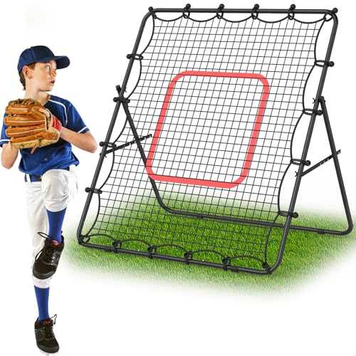 LIANTRAL Baseball Rebounder Net 4 x 4.5FT - Portable Bounce Back Trainer for Soccer, Volleyball, Softball & Lacrosse, Adjustable Kickback Target Goal for Shooting, Passing & Control Training