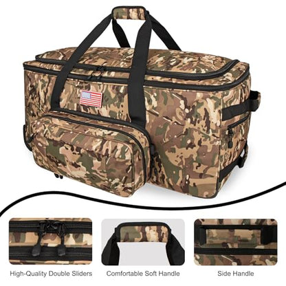 150L Large Rolling Duffle Bag with Wheels, Heavy Duty 32'' Tri-Wheel Gear Hauler for Camping,Moving Sports Equipment,Military & Airline Checked Bag Approved,Camo - color: Camo