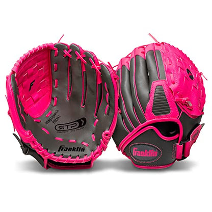 Franklin Sports RTP Kids Baseball Gloves - Child's Teeball Glove + Ball Set - Boys + Girls Mitt Set - Kids + Toddler - Right Hand Throw - 10.5" - Pink