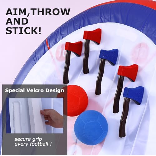 6-Foot Giant Inflatable Dartboard (Includes air Pump), 6 Axe Darts, and 2 Soccer Balls; Large Carnival Games, Backyard Games, Giant Outdoor Games, and Inflatable Games