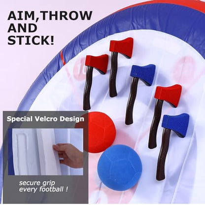6-Foot Giant Inflatable Dartboard (Includes air Pump), 6 Axe Darts, and 2 Soccer Balls; Large Carnival Games, Backyard Games, Giant Outdoor Games, and Inflatable Games
