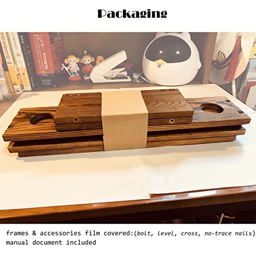 Ping Pong Paddle Holder Rack Rustic Wood Table Tennis Ball Wall Mounted Storage Shelf with Pre-Buried Sleeves Bolt Crack-Preventing Design