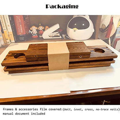 Ping Pong Paddle Holder Rack Rustic Wood Table Tennis Ball Wall Mounted Storage Shelf with Pre-Buried Sleeves Bolt Crack-Preventing Design