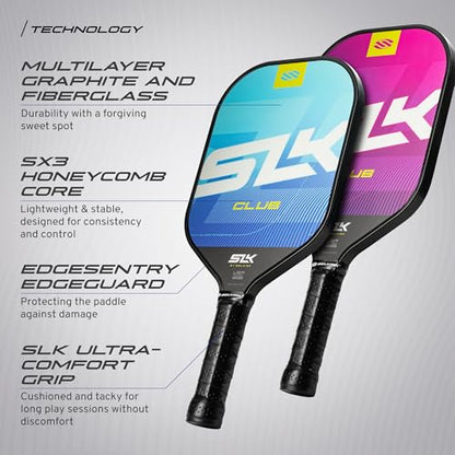Selkirk Sport SLK Club Pickleball Paddle Bundle | Graphite & Fiberglass Pickleball Paddles with SX3 Honeycomb Core