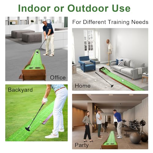Golf Putting Mat, Practice Golf Putting Green Training Aid for Indoor, Outdoor at Home, Office, Backyard with Putter and Balls 9.84 ft - size: Width: 9.8 in; Length: 9.84 ft