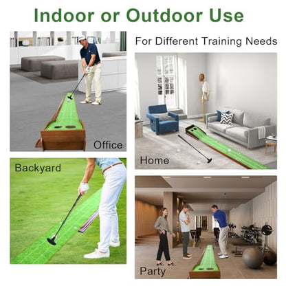 Golf Putting Mat, Practice Golf Putting Green Training Aid for Indoor, Outdoor at Home, Office, Backyard with Putter and Balls 9.84 ft - size: Width: 9.8 in; Length: 9.84 ft