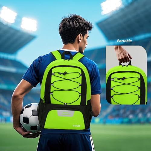 Goloni Soccer Bag, Basketball Bag with Ball Compartment & Shoe Compartment,Large Soccer Backpack for Basketball,Gym，Football - color: green