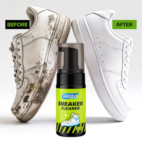 X-SMILE Sneaker Cleaning Kit, Foam Cleaner for White Shoes, PU & Synthetic, Canvas, Mesh & Rubber, Brush, Towel & Wipe 100ml