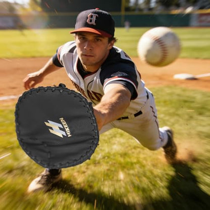 Hikeen 2-Piece Pancake Baseball & Softball Training Glove,Flat Premium Leather and Foam Fielding Gear Set, Infield Training Gloves for Two Hands Practice