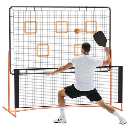 GCCSJ Pickleball Rebound Net, Pickleball Rebounder Training Equipment, for Single Player Practice Hitting, Doubles, Suitable for Garage, Backyard, Park, Indoor and Outdoor (Orange)