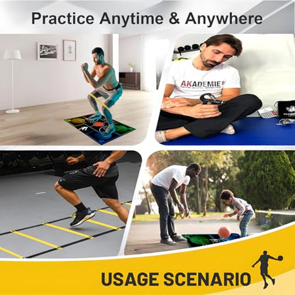 Basketball Training Equipment, Agility Footwork Training Mat, Dribble Trainer, Basketball Practice Aids with Training Mat, Agility ladder, Grip Strengthener, Resistance Bands - color: Black (3D-Muster), size: 42"*29"