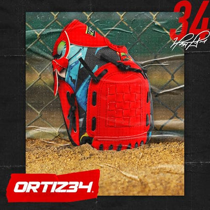 9" Graffiti T-Ball Glove- David Ortiz Graffiti Youth Baseball Glove- Right Hand Throw, Easy to Close, No Break-in Needed, Lightweight, Made for Youth - color: Green/Red