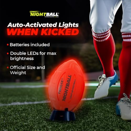 Glow in The Dark Nightball LED Football - Light up Football with Bright LED Lights - Kids and Adults, Red