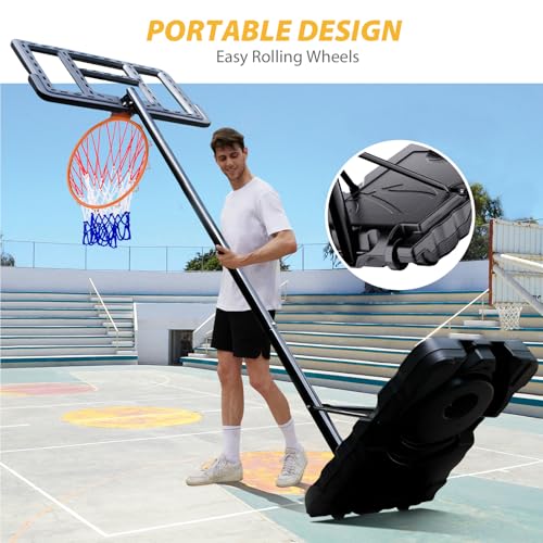 AWII SPORT Basketball Hoop Outdoor Adjustable Height 5.5-7.5FT, Portable Basketball Hoop Goals System with 32 Inch Shatterproof Backboard for Kids Youth Play in Backyard/Courts/Outdoor