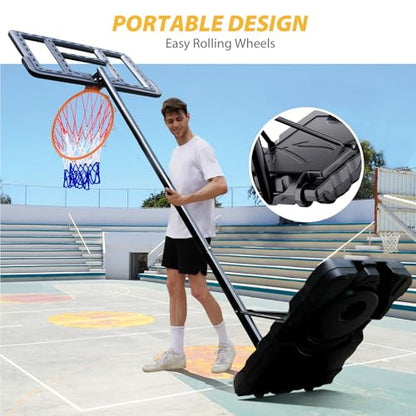AWII SPORT Basketball Hoop Outdoor Adjustable Height 5.5-7.5FT, Portable Basketball Hoop Goals System with 32 Inch Shatterproof Backboard for Kids Youth Play in Backyard/Courts/Outdoor