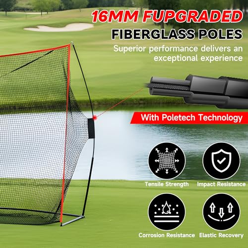 Aohanoi Golf Net, 10x7ft Golf Hitting Nets with a Turf Mats, Golf Practice Net for Backyard,Garage, Terrace Equipped with Noise Free Target, Great Gift for Fathers, Husbands and Professional Golfers