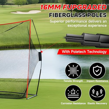 Aohanoi Golf Net, 10x7ft Golf Hitting Nets with a Turf Mats, Golf Practice Net for Backyard,Garage, Terrace Equipped with Noise Free Target, Great Gift for Fathers, Husbands and Professional Golfers