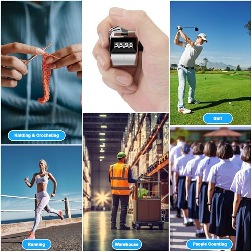 Decymis 2 Pack Clicker Counter, Metal Hand Tally Counter Clicker, 4 Digit Mechanical Palm Click Counter for Counting Numbers, Coaching, Sports Events Count