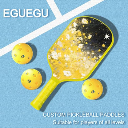Custom Pickleball Paddles with Photo Text Logo, Personalized Pickleball Paddles with Comfort Grip, Personalized Gifts for Beginners, Lover, Boyfriend, Men (Only One Paddle) - color: yellow