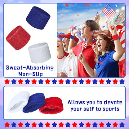 Leyndo Wrist Sweatbands Bulk for Kids Field Day Cotton Terry Sweat Bands Sports Fan Wristbands Kids for Summer Camp Student Football Team Competition Party