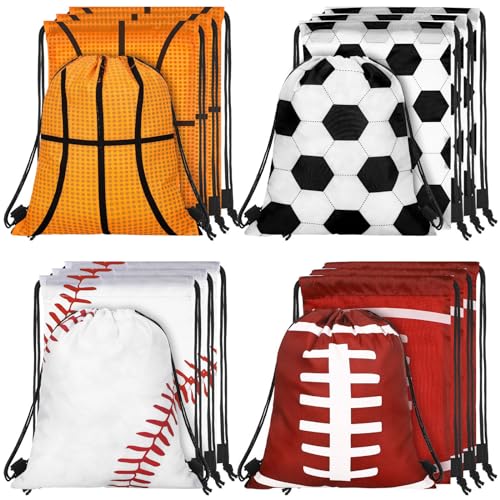 Shappy 12 Pcs 17 Inch Balls Style Drawstring Bag Sports Ball Backpack Drawstring Sack Cinch Bags for Team Gift Party Favors - style: Balls Style