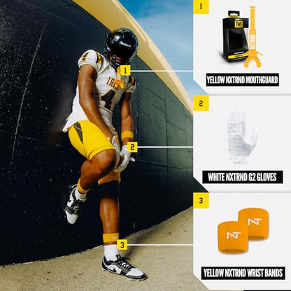 Nxtrnd Two Football Mouth Guard, Football Mouthpiece with Strap, Fits Adult & Youth (Yellow) - color: Yellow