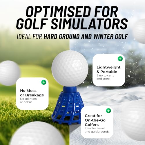 BirTee Golf Tees - PRO Speed Plus with Flexibility & Durability - 8 Pack. Indoor Golf Tees/Golf Simulator Tees/Winter Plastic Golf Tees - color: Black