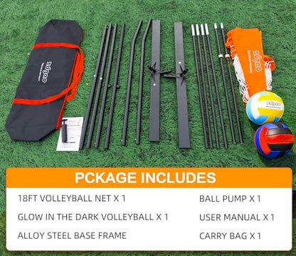 12FT/18FT Portable Volleyball Training Net for Hitting or Serving Drills, Outdoor & Indoor Freestanding Practice Net With Height Adjustable, Carry Bag - style: 18ft pop up volleyball net
