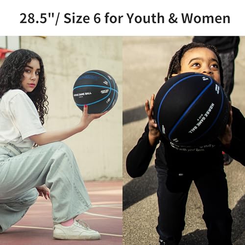 Spin-N-Shoot Basketball, Horse Game Ball with Gameplay Instructions, Indoor Outdoor Basketball for Women Boys and Girls, Official Size 6 (28.5''), Pump and Needle Included