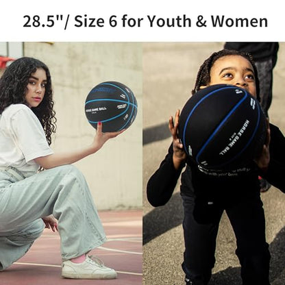 Spin-N-Shoot Basketball, Horse Game Ball with Gameplay Instructions, Indoor Outdoor Basketball for Women Boys and Girls, Official Size 6 (28.5''), Pump and Needle Included