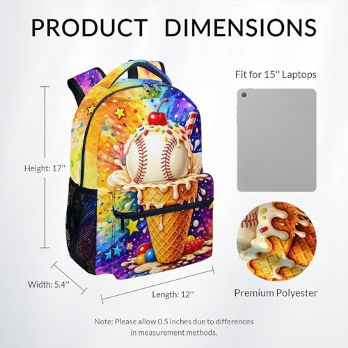 Kids School Backpacks Baseball Drip Bookbag for Boys Teens, 17 Inch Elementary Back Pack Lightweight Back to School Supplies - color: Beige