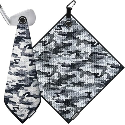 Ghost Golf Magnetic Towel (Greenside) - Premium Ultra-Absorbent Microfiber Golf Towel with Magnet for Golf Carts or Clubs - 18" x 18" Golfing Gear - Waffle Weave Pattern (Snow Camo) - color: Snow Camo