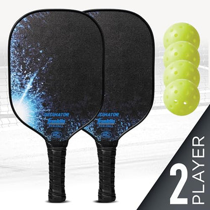 Franklin Pickleball 2 Player Carbon Fiber Paddle and X-40 Pickleball Set - (2) Carbon Fiber Paddles - (4) X-40 Balls - USA Pickleball Approved - style: Blue