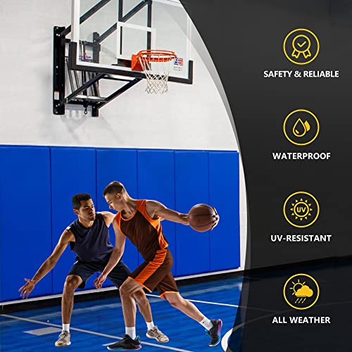 Gym Wall Padding, Basketball Court Wall Protector, Removable 2" Thick High-Density Protective Pads for Wall-Mounted Basketball Hoop, Garage, Basement, High Elasticity & Tear-Resistant