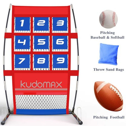 Pitching Target Net – Master Your Pitch! Portable Practice System with Numbered Strike Zone for Baseball, Softball & Football. Includes Carry Bag & Enables Quick Assembly