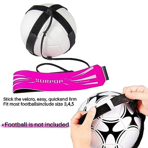 Surpop Soccer/Volleyball/Rugby Trainer, Football Kick Throw Solo Practice Training Aid Control Skills Adjustable Waist Belt for Kids Adults - color: pink