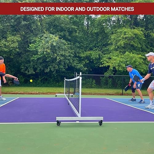 Dominator Standard Portable Pickleball Net - Indoor/Outdoor Regulation Pickleball Net - USAPA Compliant Pickleball Net on Wheels - System Includes Rolling Storage Bag & Locking Wheels